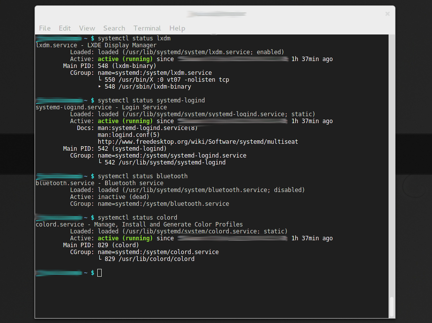 Service status reported by systemd