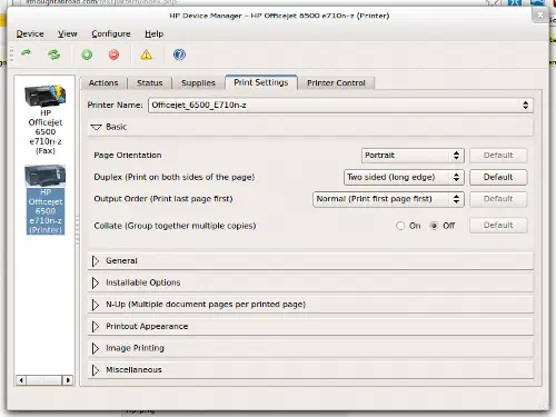 HP Officejet 6500 e710n-z on Arch Linux